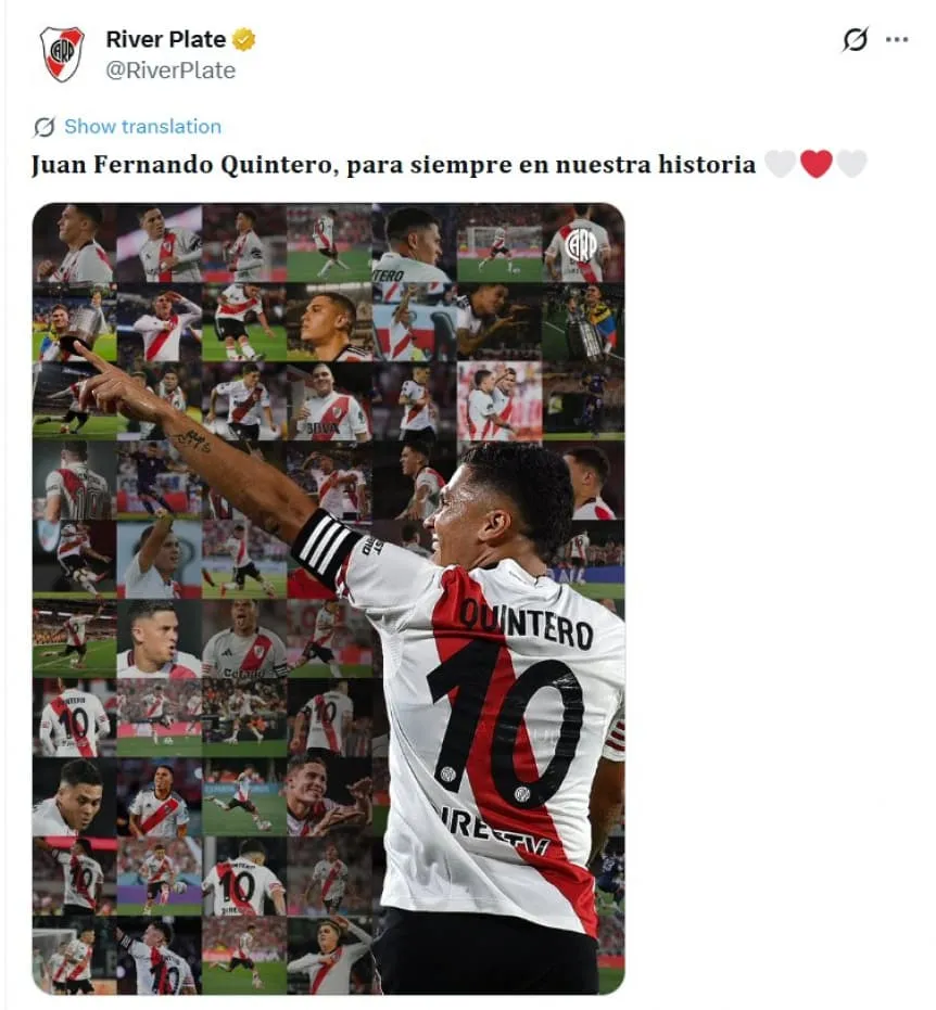 Juanfer Quintero se va River: rescisión de contrato y comunicado del club