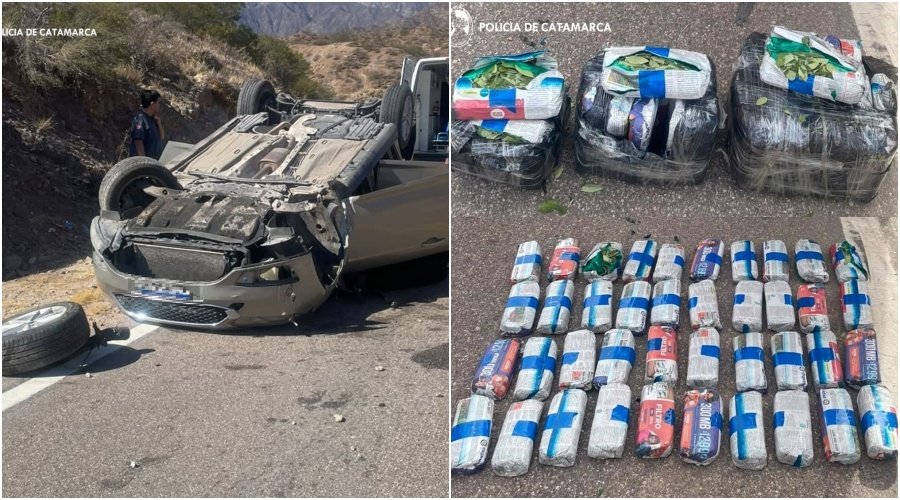 POMÁN TRAS UN SINIESTRO VIAL POLICÍAS SECUESTRAN 10 KILOS DE HOJA DE COCA
