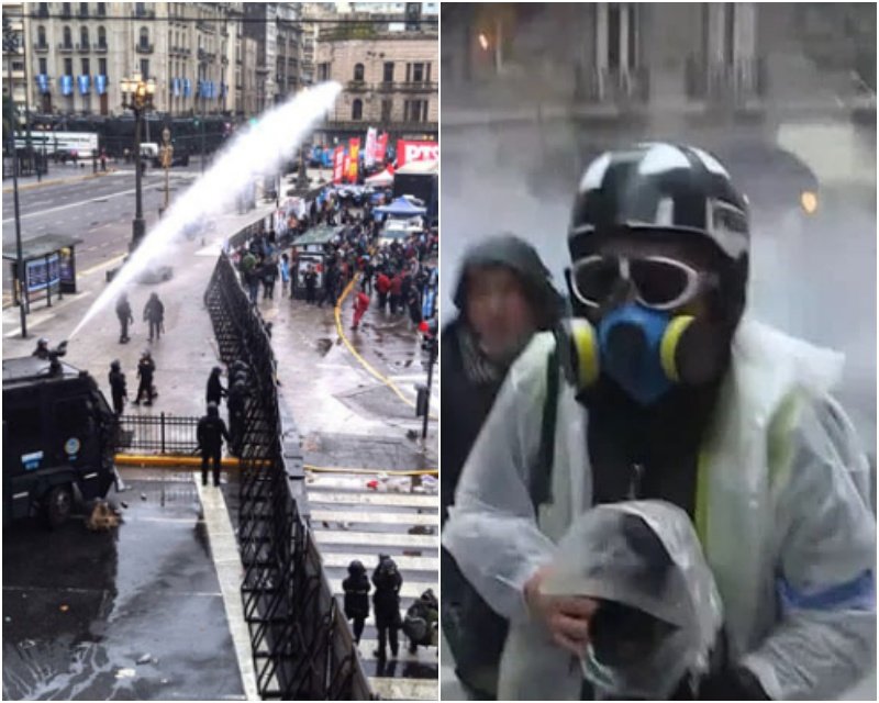 Represión en Congreso: la Policía atacó a manifestantes con agua, gas lacrimógeno y balas de goma