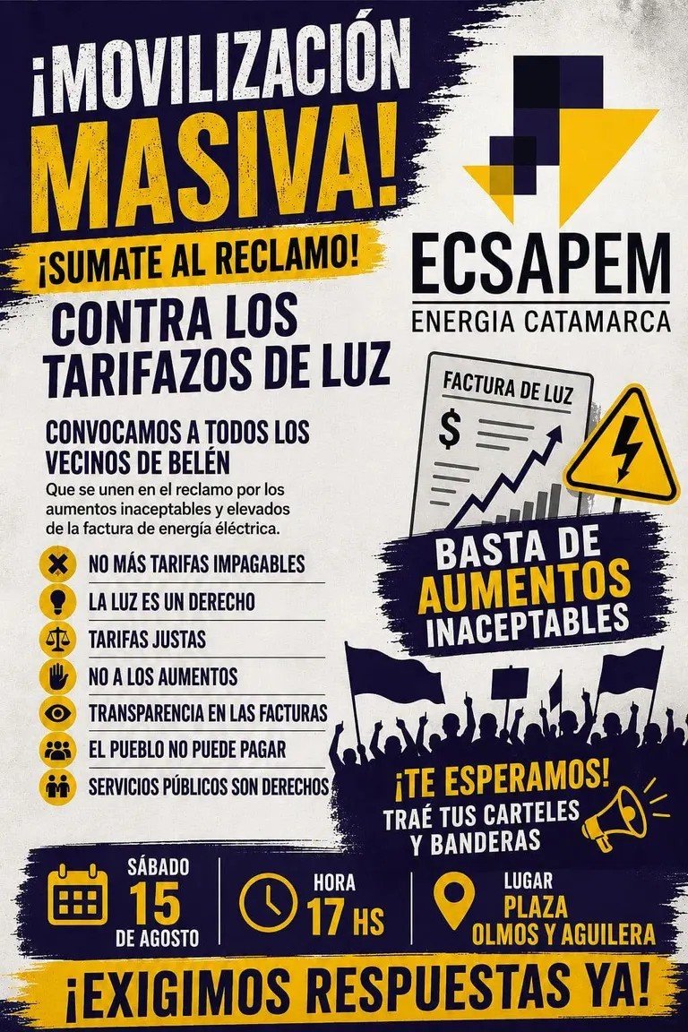 Belén se moviliza por el fuerte aumento en las boletas de luz