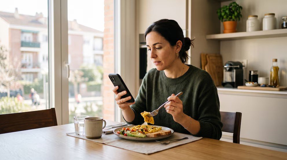 Expertos alertan que comer mirando el celular no solo distrae: cuáles son los efectos sobre el hambre, la saciedad y la ingesta