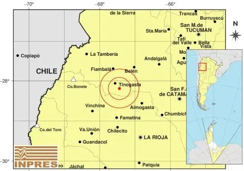 Se registró un sismo de 2,8 grados de magnitud con epicentro en Tinogasta