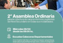 Photo of Convocatoria a la 2° Asamblea Ordinaria para la cobertura de cargos docentes