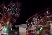 Photo of Video: colapsó una rueda de la fortuna y 37 personas cayeron al vacío en un parque de diversiones de la India