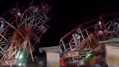 Photo of Video: colapsó una rueda de la fortuna y 37 personas cayeron al vacío en un parque de diversiones de la India